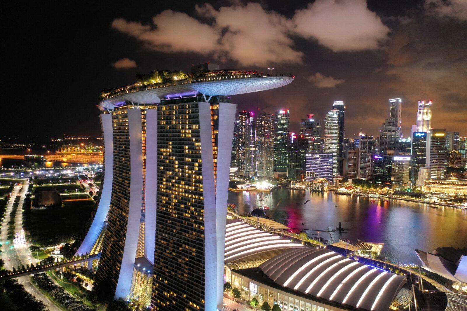 Singapore skyline at night